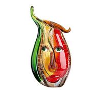 GILDE GLAS Art Vase Design - Vase en Verre - H 31 cm - Rouge/Jaune - Oblongue - Art Déco - Fait Main - Chaque Pièce Unique, Rouge/Jaune (5)