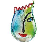 GILDE GLAS art Vase Visage - Sculpture et Objet de décoration Fait Main - H 28 cm
