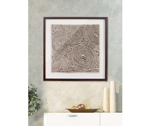 GILDE Grande image décorative XL pour salon avec cadre - Tableau décoratif carré avec cadre - Verre MDF Textile - Marron naturel 53 x 53 cm