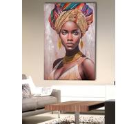 Gilde Grande image décorative XXL pour salon - Impression sur toile - Décoration murale rectangulaire - Motif femme sur mur - Aspect 3D - Multicolore - 80 x 120 cm