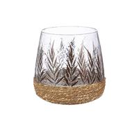 GILDE Greenery Photophore en Verre - Conique - Design Feuille - Vert - Hauteur 20 cm x Ø 20 cm - Bougeoir