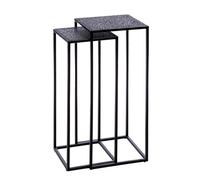 GILDE Grenada Lot de 2 Tables d'appoint carrées en métal revêtu par pulvérisation Noir Hauteur 80 cm Largeur 35 cm