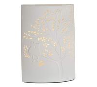Gilde Lampe Chat dans l'arbre - Porcelaine Motif de Trous - Blanc H 28 cm