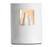 Gilde Lampe Couple de Chats - Lampe de Table Porcelaine - Blanc H 22 cm
