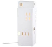 GILDE Lampe de table Cacco en porcelaine - Blanc mat - Motif maison - Hauteur 27 cm x largeur 10 cm - Lampe décorative - Ampoule non incluse
