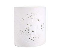 Gilde Lampe de table chat avec oiseau - En porcelaine - Décoration blanche - Hauteur : 28 cm