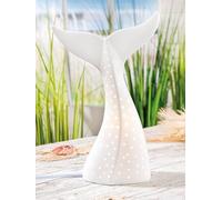 GILDE Lampe de table décorative maritime en porcelaine blanche - Hauteur : 30 cm - Pour salon, chambre à coucher, décoration