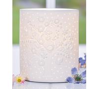 GILDE Lampe de table en porcelaine blanche - Hauteur : 20 cm - Éclairage élégant pour salon et chambre à coucher