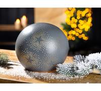 GILDE Lampe de table, en porcelaine, gris mat, motif étoile, boule Ø 18 cm, éclairage décoratif, accessoire de décoration
