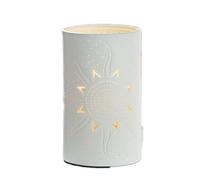 Gilde Lampe de Table en Porcelaine - Motif Soleil - Décoration Printemps - Couleur : Blanc - Hauteur 20 cm