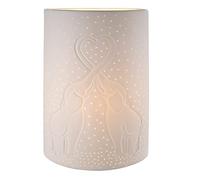 Gilde Lampe éléphant Amour - Lampe de Table - Décoration Salon - Porcelaine Blanche Hauteur 28 cm