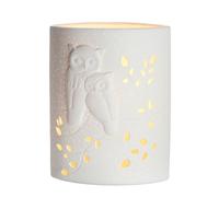 GILDE Lampe Ellipse Couple de hiboux - blanc - h. 28cm x l. 18cm