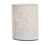 Gilde Lampe sur pied en porcelaine - Motif chat sur arbre - Blanc - Hauteur : 20 cm