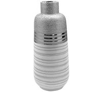 Gilde Lavena 47221 Vase à bouteille Argenté/blanc/gris clair Hauteur 31 cm Largeur 13 cm Profondeur 13 cm