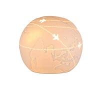 Gilde Leuchten Welt Lampe de table décorative en forme de boule - Porcelaine - Motif perforé - Blanc - Diamètre : 23 cm