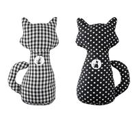 GILDE Lot de 2 butoirs de porte en textile - Motif chat - Noir - Hauteur : 27 cm