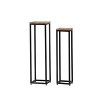 GILDE Lot de 2 colonnes décoratives en métal - Carré - Hauteur 90 cm x Largeur 25 cm - Marron/Noir - Colonne à décorer