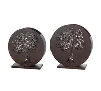 GILDE Lot de 2 photophores Arbre de Jardin en métal - Marron - 2 Tailles