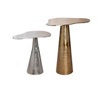 GILDE Lot de 2 Tables d'appoint Organica en Aluminium - Forme Organique - Aspect métallique - Doré/argenté - Hauteur 59 cm x Largeur 58 cm