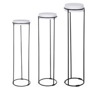 GILDE Lot de 3 colonnes décoratives Leila en Fer - Revêtu par pulvérisation - Blanc - Hauteur 101 cm x diamètre 27 cm - Colonne de Fleurs