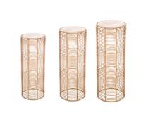 GILDE Lot de 3 colonnes Rouges - Cylindrique - Couleur Naturelle - Design décoratif - Polyrotin - Hauteur 79 cm x Largeur 36 cm