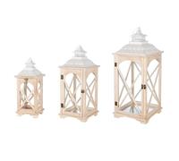 GILDE Lot de 3 lanternes Fresno en Bois - Couleur Naturelle - Éclairage décoratif pour l'intérieur - 3 Tailles - Chandelier
