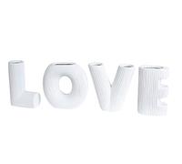 GILDE Lot de 4 vases décoratifs Love - en céramique - Cadeau pour Femme - pour Noël, Mariage, Anniversaire - Couleur : crème - Hauteur : 15 cm