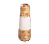 GILDE Naturelle Vase en Bois de manguier, Hauteur 59 cm x Ø 22 cm, Forme Conique, Naturel et Blanc, Brillant et Mat, Vase décoratif