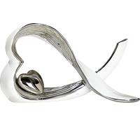 GILDE Objet décoratif, cœur, "Herz", céramique, argenté, blanc, , 2 pièces comme illustré, L. 9 cm, l. 25 cm, H. 15 cm 33943