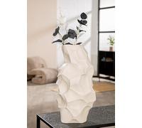GILDE Olbia Vase Conique en Porcelaine Beige Mat avec Motif 39 cm