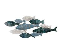 GILDE Pesca - Décoration murale en métal - Motif poisson - Bleu foncé - Bleu clair - Blanc brillant - 30 x 71 cm