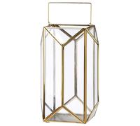 GILDE Photophore Cozy en Verre et métal - Doré - Hauteur 29 cm x Ø 18 cm - Bougeoir