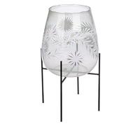 GILDE Photophore Diore en Verre - Design Floral - Transparent - Hauteur 50 cm x Ø 24 cm - Bougeoir