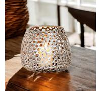 GILDE Photophore en métal Chico - Décoration de Table - Couleur : Argent Vieilli Mat - Bougeoir décoratif pour Bougies Chauffe-Plat ou Petites Bougies piliers - Hauteur 12 cm