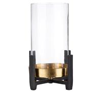 GILDE Photophore Nuro en Aluminium - Doré et Noir - Hauteur 28 cm x Largeur 19 cm - Bougeoir