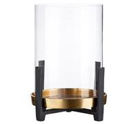 GILDE Photophore Nuro en Aluminium - Doré et Noir - Hauteur 29 cm x Largeur 23 cm - Bougeoir