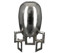 GILDE Rocket Vase Rond en Aluminium texturé Argenté Hauteur 40 cm Largeur 25 cm Étanche