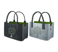 GILDE Sac à provisions en feutre - Motif arbre - Gris clair ou gris foncé - Pas de choix, gris, m