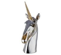 GILDE Sculpture Aurex Licorne en résine - Brillant - Argenté - Hauteur 48 cm x Largeur 29 cm - Figurine décorative