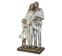 GILDE Sculpture de bonheur familial, sur base, blanc/argenté/doré, 8 x 15 x 26 cm