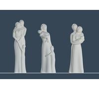 GILDE Sculpture de Couple de Francis « Parents et bébé », 32 cm, crème