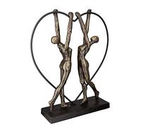 Gilde Sculpture décorative en Poly - Objet décoratif 2 Femmes dans Le cœur - avec Pendentif en Forme de Ruban Porte-Bonheur - Couleur : Bronze Hauteur 31 cm