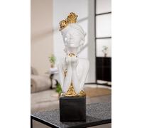 Gilde Sculpture en résine représentant Une Femme avec des Roses, 42 cm de Haut, Blanc