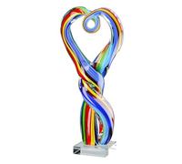 GILDE Sculpture en Verre Twist - Multicolore - Hauteur : 34 cm - en Verre - en Forme de cœur - Accessoire d'intérieur