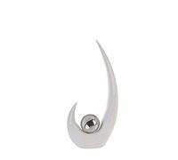 Gilde Sculpture Moderne Figure Move - en céramique Blanche/argentée avec Boule argentée - Hauteur 37 cm
