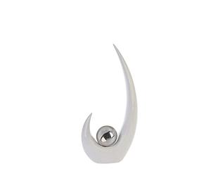 Gilde Sculpture Moderne Move Blanche avec Boule décorative argentée Hauteur 49 cm