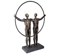 Gilde Sculpture Two Men 37592 Sculpture en Bronze sur Base Noire 35,5 x 27 x 8 cm