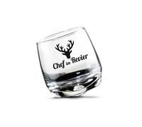 GILDE Set de 2 pièces, verre branlant, "Chef", motif cerf, proverbe, verre, transparent, , H. 8,5 cm, D. 7,5 cm 46903