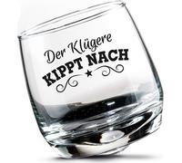 Gilde Set de 2 pièces, verre branlant, "Klug", slogan, verre, clair, lot de 3, H. 9 cm, D. 8 cm