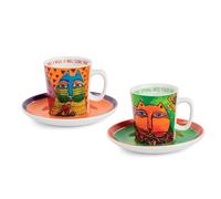 Gilde Set de 4 pièces, tasse à espresso, "Fantastic Felines", porcelaine, multicolore, , , L. 8,5 cm, H. 6,5 cm, D. 6 cm 81372
